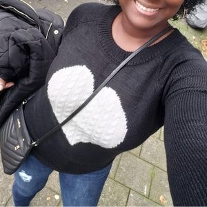 gray heart print pullover sweater tops shirt loose